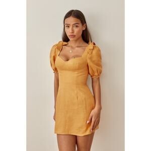 REFORMATION Spring Bow Sleeve Linen Dress